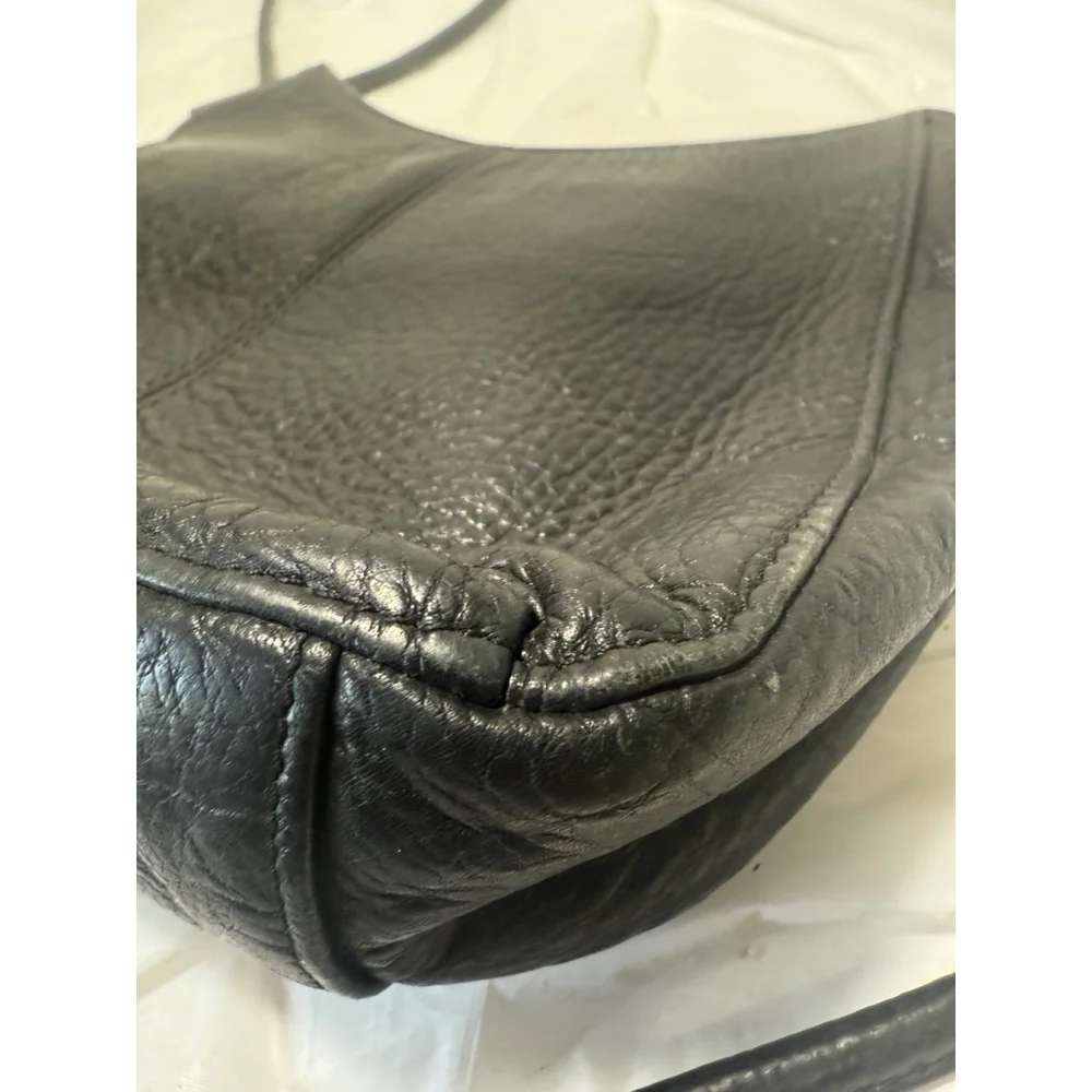 Fossil Vintage Y2K Purse Black Leather Small Crossbody Bag Key Charm